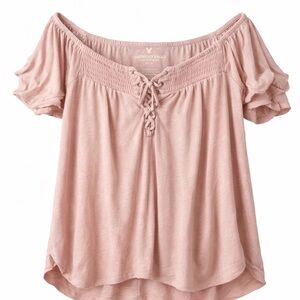 American Eagle Outfitters Blush Off-Shoulder Blouse